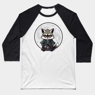 Militant Racoon And Moon Design Baseball T-Shirt